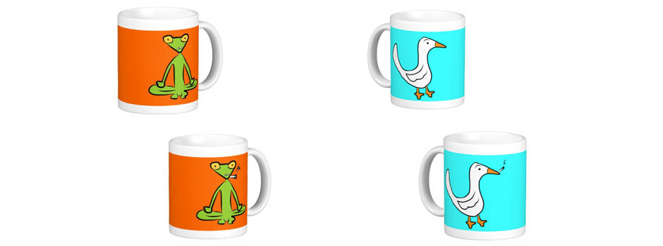 frog and duck mugs